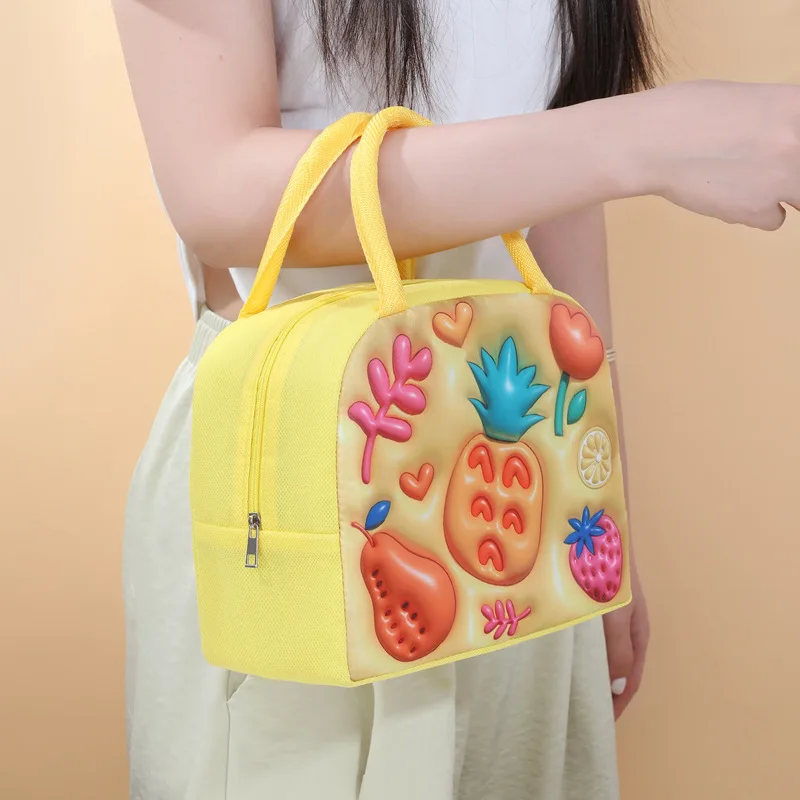 [Śliczna torba na lunch z kreskówek] 1 szt. Śliczna torba na lunch z kreskówek - włóknina prostokątna torba Bento Box z grubą folią aluminiową