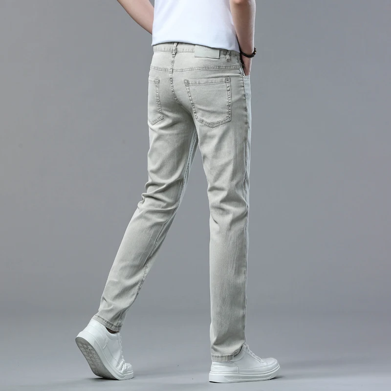 Stretch Slim Jeans Men\'s Thin Fashion Simple High-End Men\'s Clothing 2024 Summer New Skinny Trousers