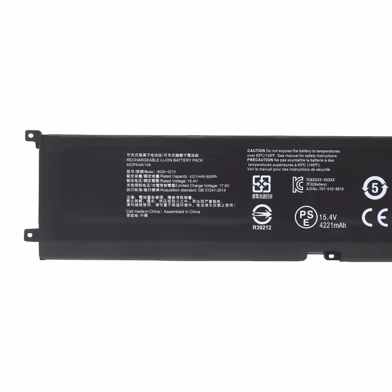 RZ09-0270แบตเตอรี่แล็ปท็อป65WH 15.4V สำหรับใบมีด15ฐานชิงทรัพย์2018 RC30-0270 RZ09-03006 RZ09-03009N76 RZ09-02705E75-R3U1