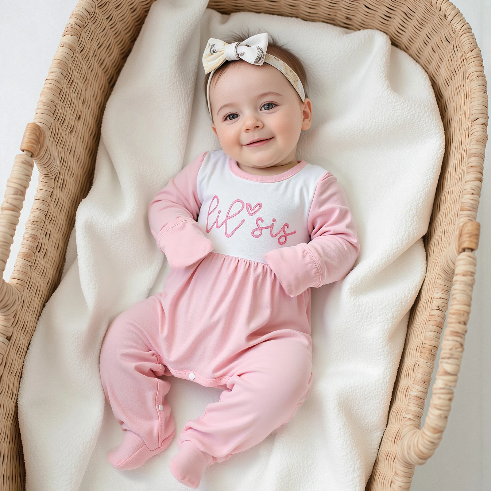 

Baby Autumn Clothes Girls Fall Footed Romper Letter Embroidery Long Sleeve Doll Collar Full Length Jumpsuit