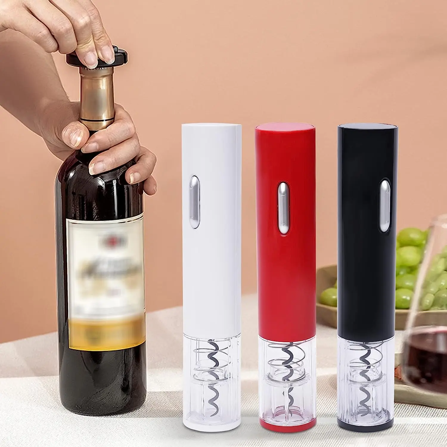 

Black/Red/White Electric Wine Opener Wine Wine Bottle Corkscrew Opener with Foil Cutter