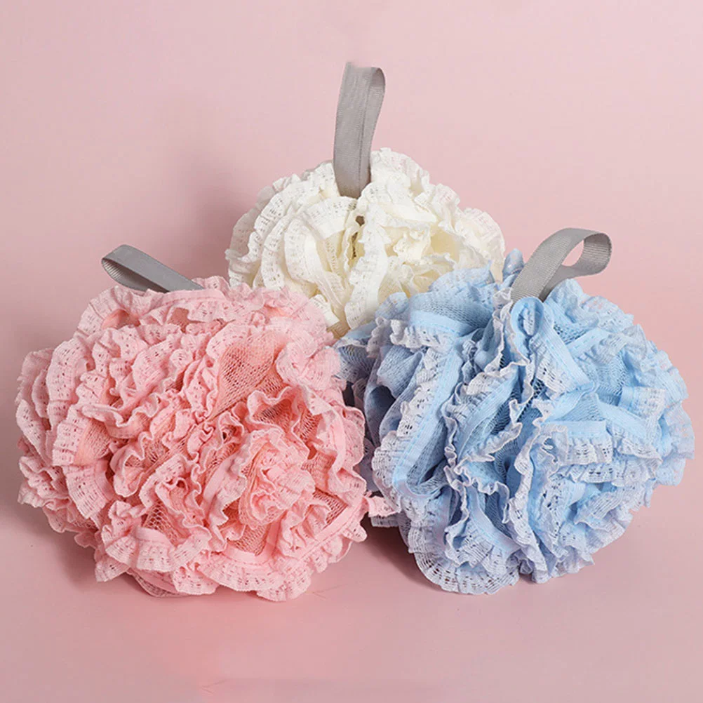 

3pcs Bath Mesh Ball Scrubber Shower Sponge Deep Cleansing Exfoliating Body Loofah Poufs Sensitive Skin Massage Gift For Holiday