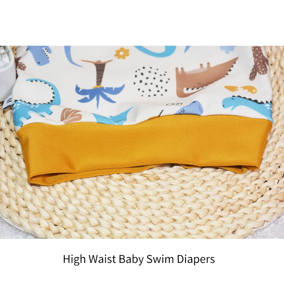 WizInfant-Leakproof Swimproof Swimapers para bebê recém-nascido, High Waist Swimwear, Pano impresso dos desenhos animados, Fraldas infantis