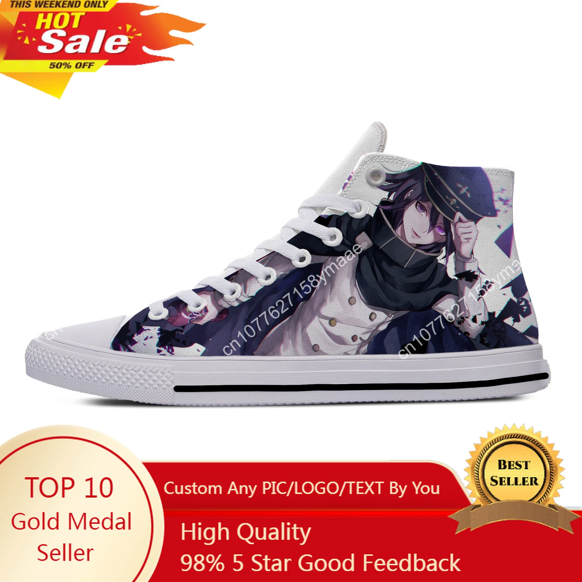 

Hot Cool Summer Anime Cartoon Kokichi Ouma Danganronpa Casual Shoes High Top Men Women Classic Sneakers Latest Board Shoes