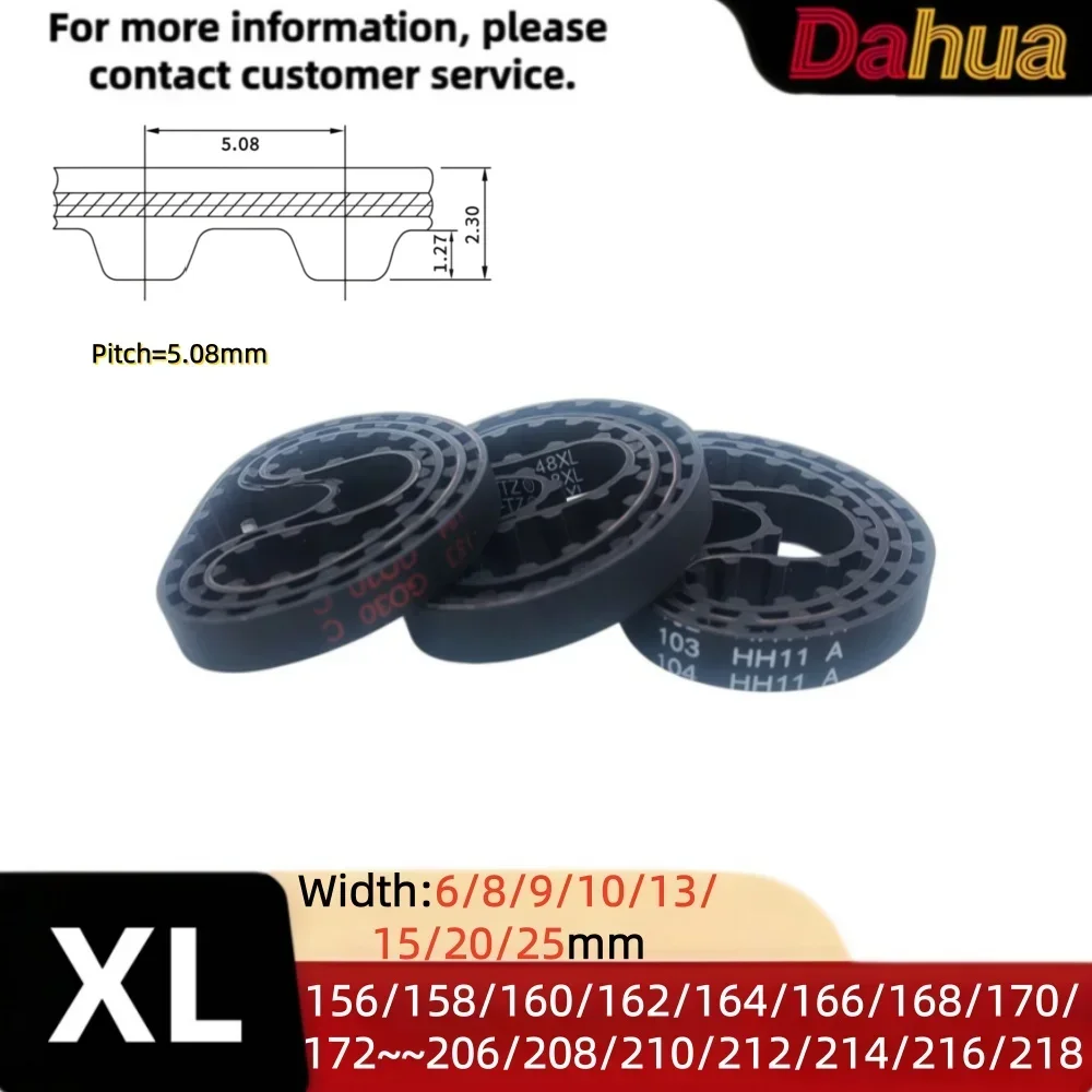 XL Rubber Timing Belt Pitch 5.08mm 156/158~218mm Length Closed-Loop Synchronous Belt Width 6mm 8mm 9mm 10mm 13mm 15mm 20mm 25mm