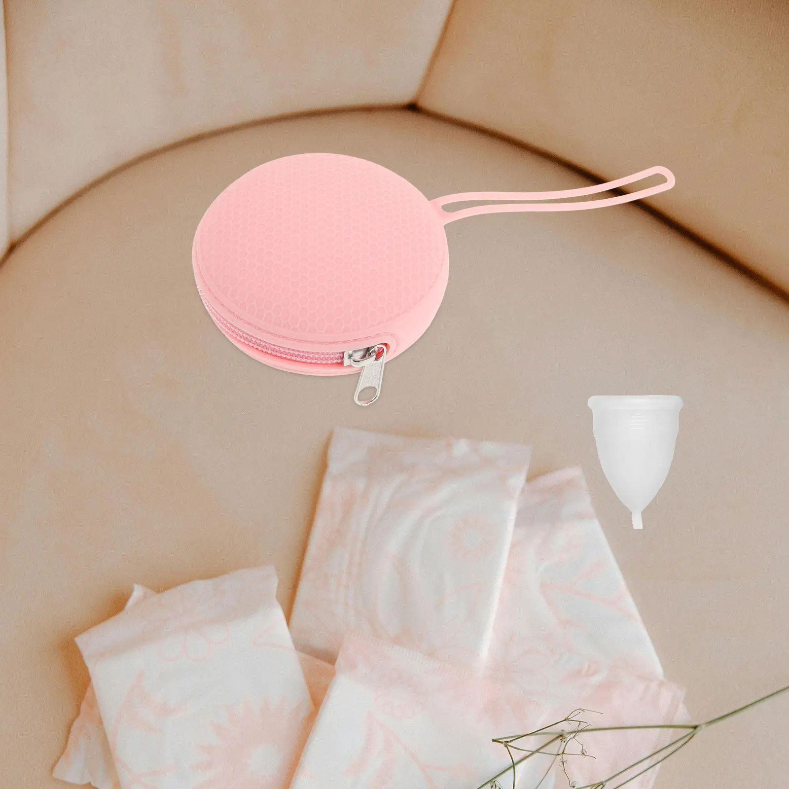 Menstrual Cup Travel Case Silicone Small Reusable Storage Box Portable Organizer Zippered Holder for Menstrual Cup Women Carrier