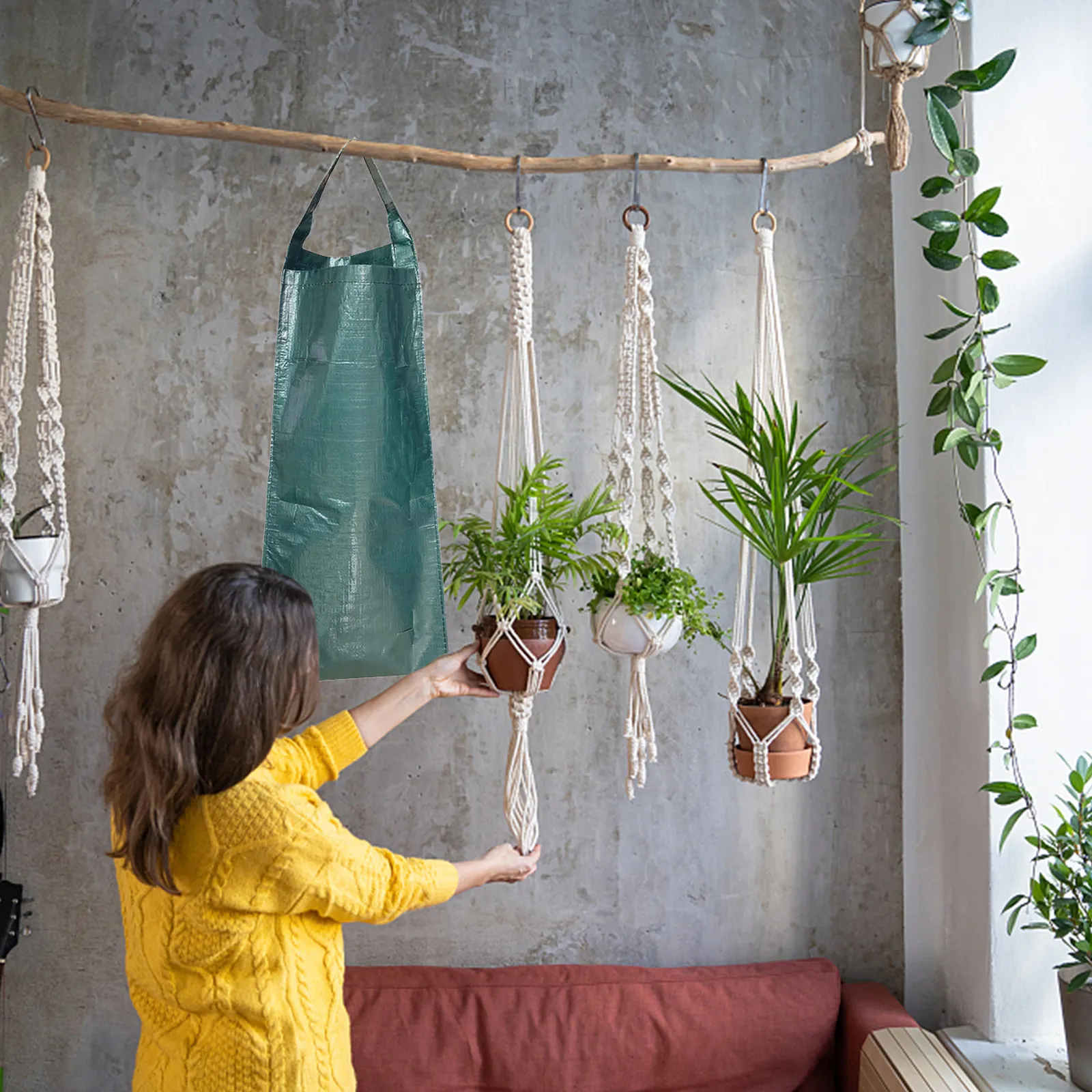 2Pcs Hanging Plant Bags for Strawberries Wall-Mounted Multi-Opening Growth Bags Reusable Indoor Vertical Gardening Supply