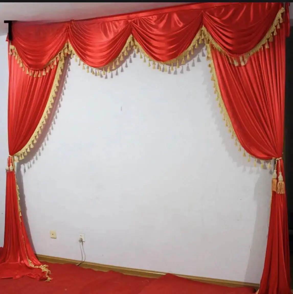 

3Mx3M Royal Blue Ice Silk Wedding Backdrop Curtain Swag With Beads Drape Stage Background Photo Booth Event Party Decoration