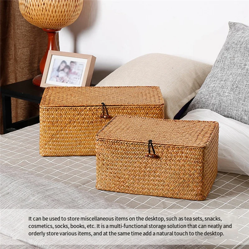 

SOFT-Straw Storage Box Lidded Storage Box Underwear Storage Box Jewelry Box Storage Basket