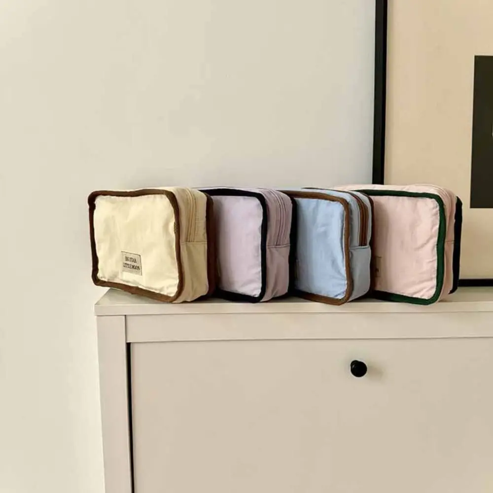

Portable Contrast Color Cosmetic Bag Wallet Korean Style Solid Color Coin Purse Lightweight Soft Sanitary Napkin Storage Bag