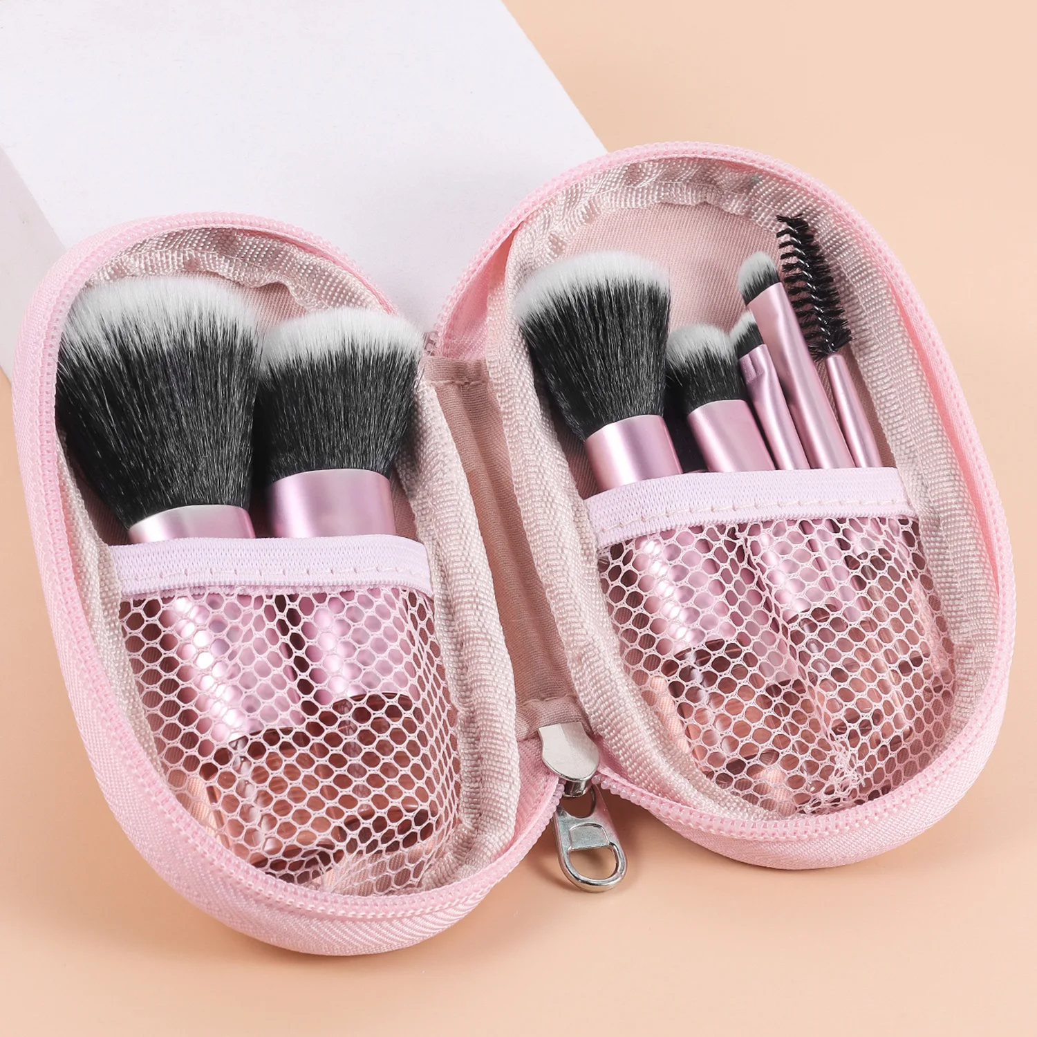 10pcs Multicolor Short Handle Portable Makeup Brush Set With Storage Bag Travel