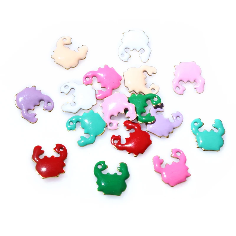 20pcs 10x10mm Stainless Steel Small Crab Enamel Charms Pendant Stainless Steel DIY Jewelry Making Accessories Findings image 2