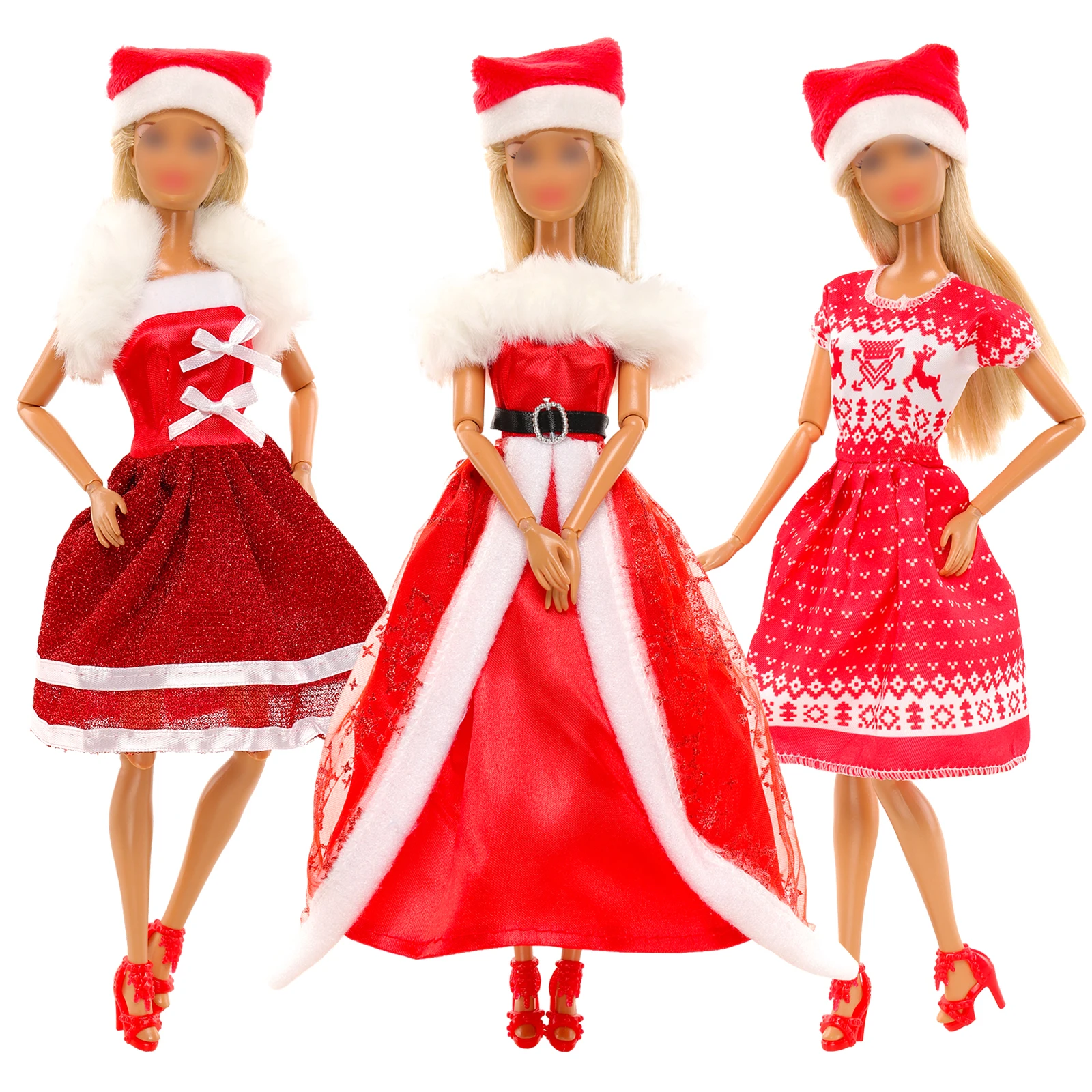 

Barwa 3 Sets Christmas Dresses Clothes For 30Cm Girl Doll，11.5Inch 1/6 Doll Clothes Suit Children Dress Up Toys