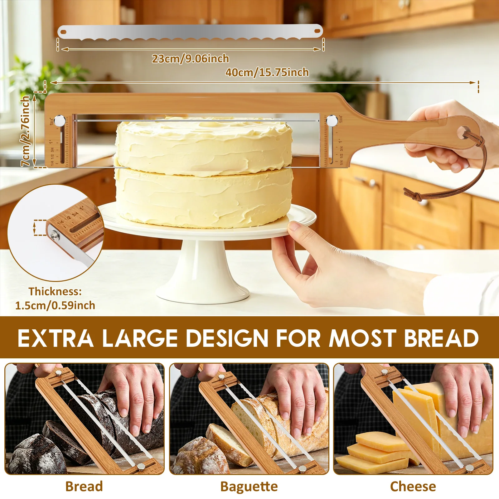Bread Bow Cutter Adjustable or Non-adjustable Sourdough Bread Knife Stainless Steel Blade Sourdough Bread Slicer Bread Bow Saw