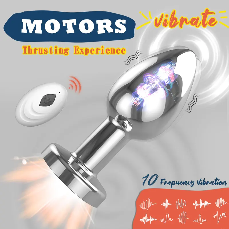 Vibrating Anal Plug Vibrator Remote Control 10 Powerful Vibrations Prostate Massager with Flashing Light Base Sex Toy for Couple