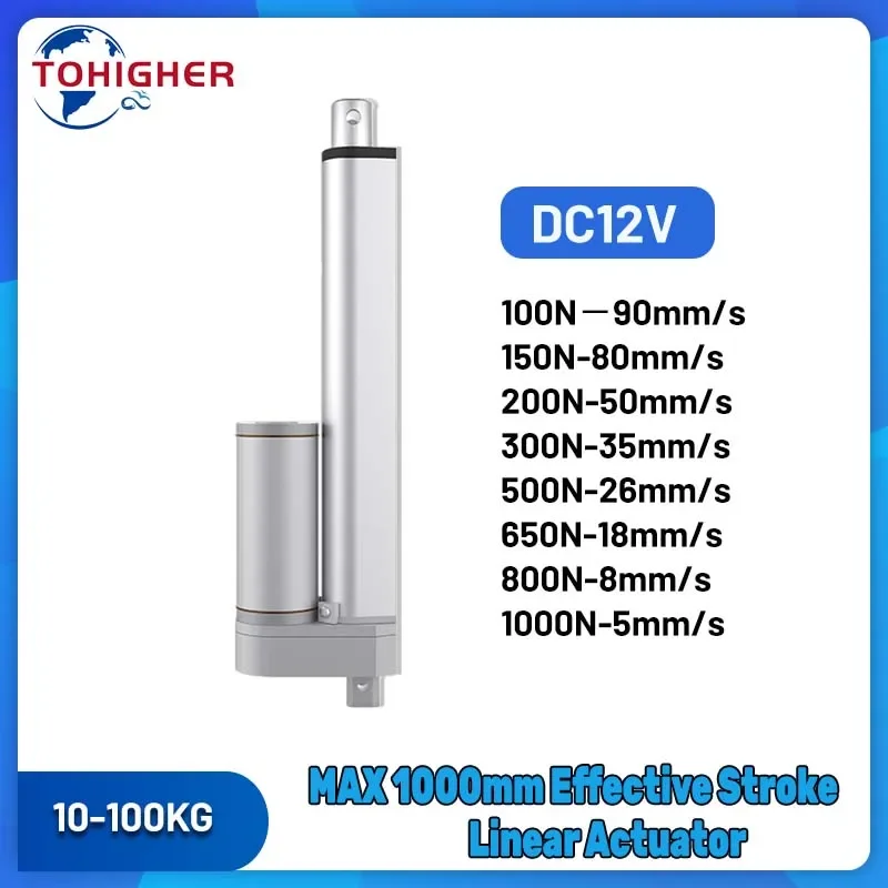 المحرك الخطي قضيب دفع كهربائي DC12V 24 فولت محرك خطي قضيب تليسكوبي 1000N للمصعد معالج القمامة نافذة منزلقة #1