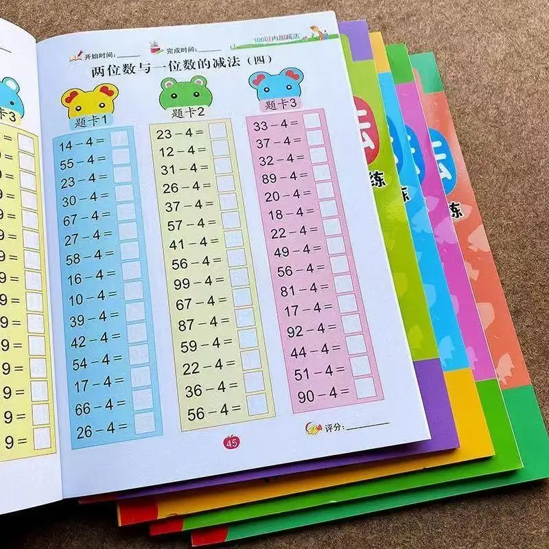 Handwritten Arithmetic Exercise Books Learning Mathematics Workbook 54 Pages Addition and Subtraction Children's Notebooks