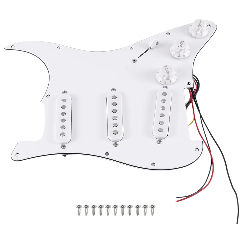 

Single Coil Pickup SSS Electric Guitar Loaded Prewired Pickguard Scratch Plate Strat 11 Holes 3Ply For ST SQ Guitar