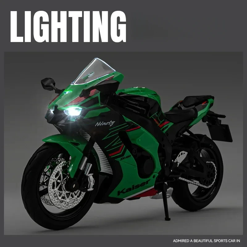 1:12 Kawasaki Ninja ZX-10R Simulation Alloy Motorcycle Metal Diecast Sound Light For Boy Toy Gift Collection