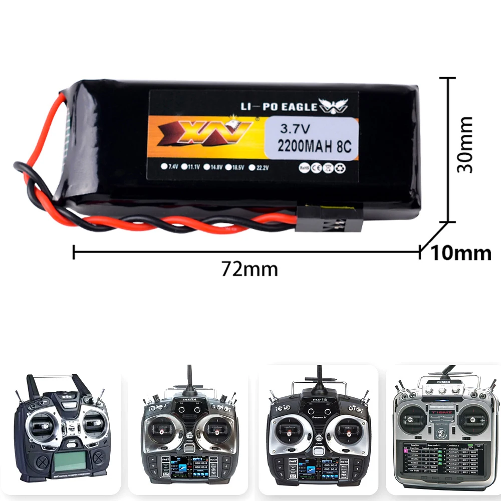 YW Power 3.7V 2200mAh 8C 72*30*10MM batteria Lipo per Graupner MZ-12 PRO/ Wfly ET07 X4 trasmettitore RC aereo elicottero auto