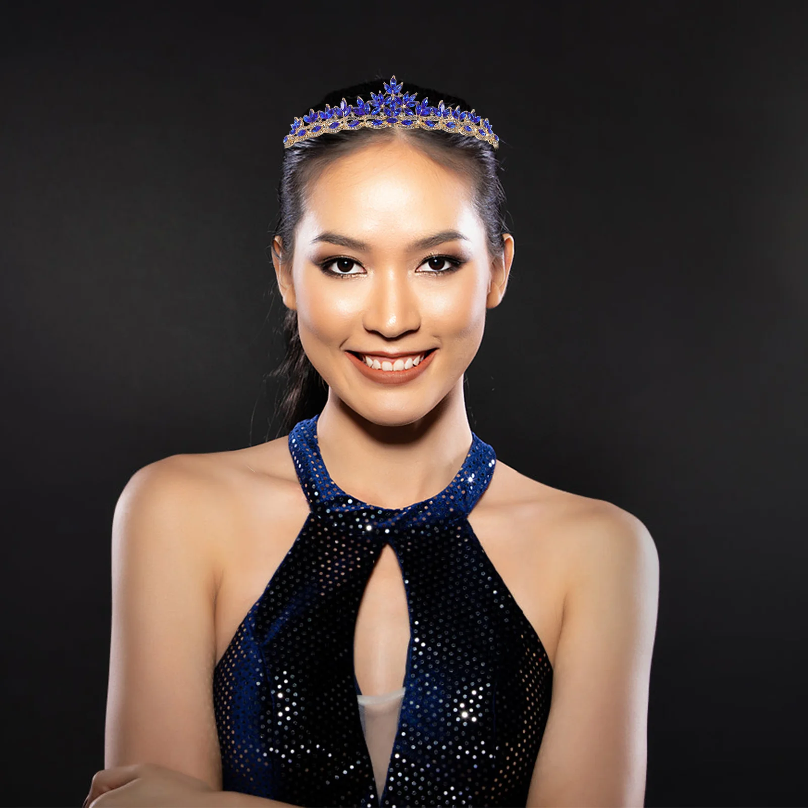 

Свадебная повязка на голову ручной работы в форме листа со стразами, головной убор с короной для невесты, головной убор со стразами для особых случаев