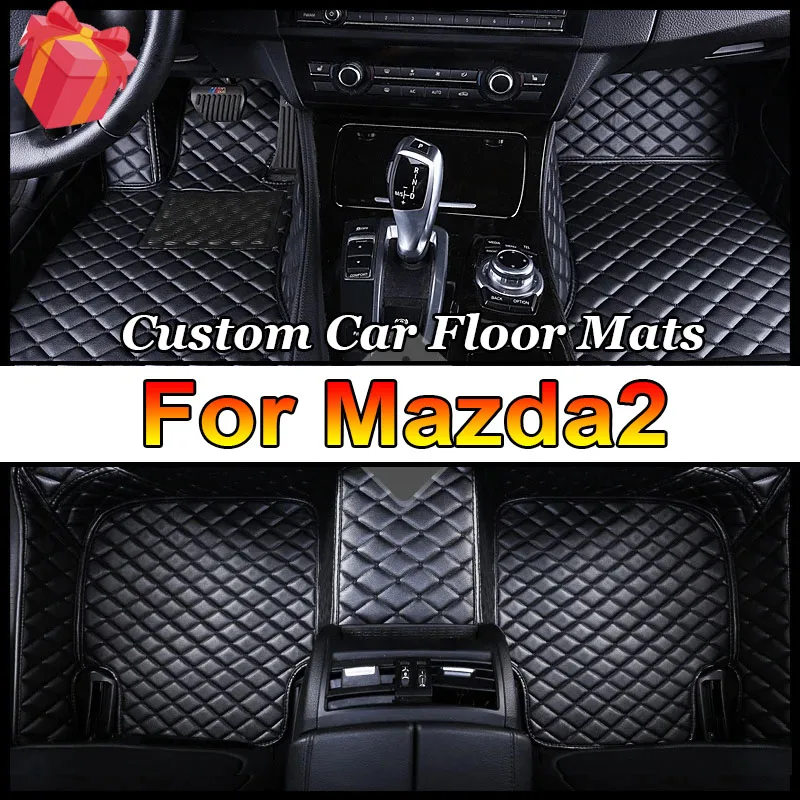 Car Floor Mats For Mazda2 Mazda 2 Demio Toyota Yaris R DJ DL 2015~2022 Leather Mat Rugs Carpets Interior Parts Car Accessories