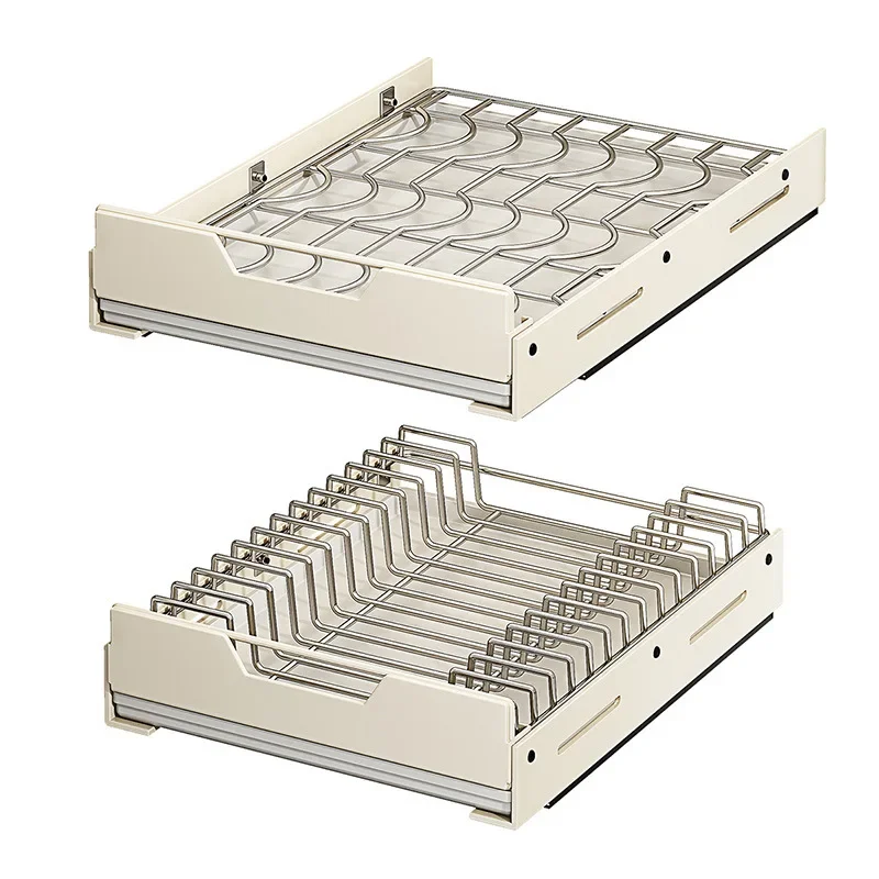 Pull Out Stainless Steel Dish Storage Rack, Kitchen Dish Storage Rack
