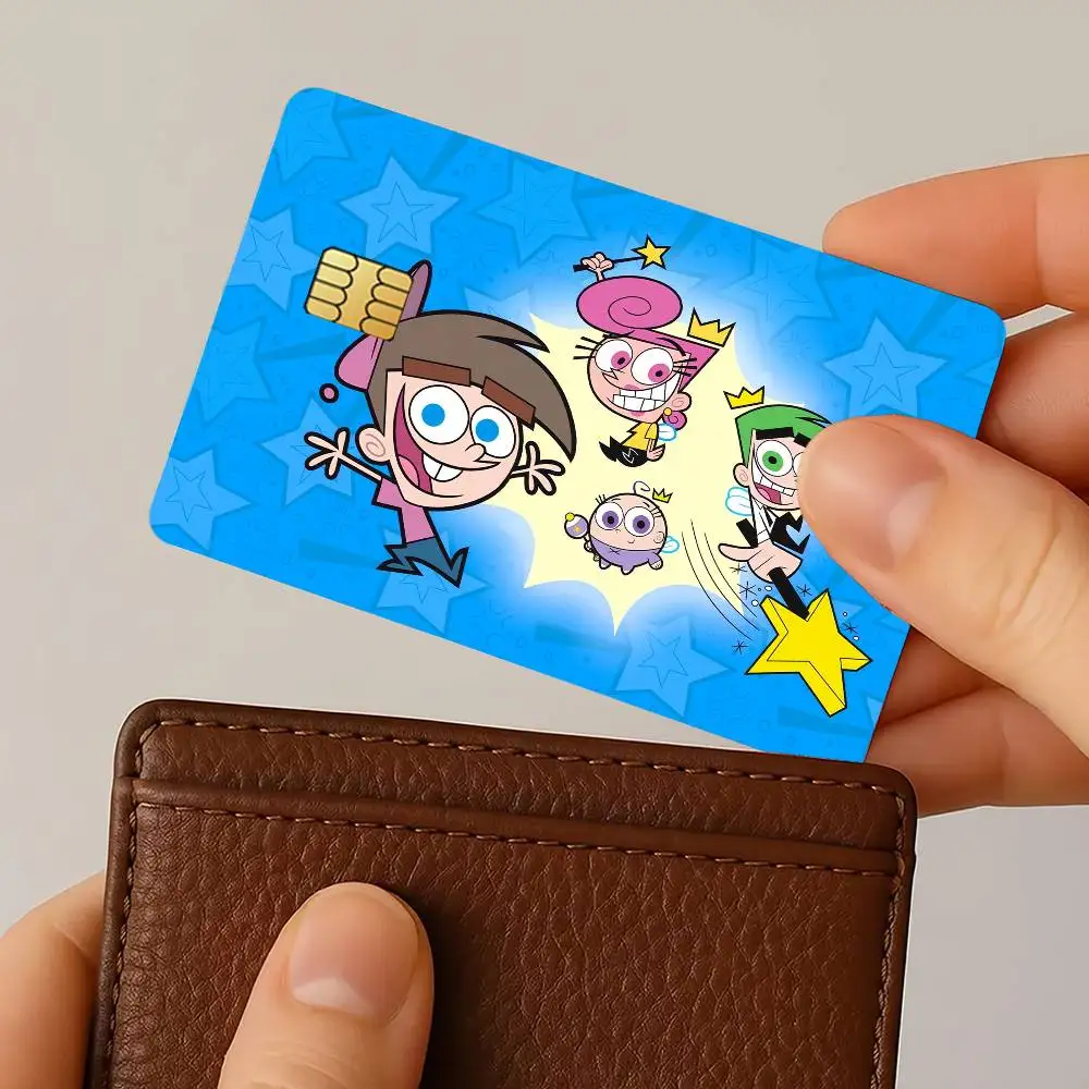 ملصقات بطاقات الائتمان الكرتونية The Fairly Oddparents لحماية الخصم البنك الزخرفية 4 قطعة ملصق مضاد للخدش ومقاوم للماء #2