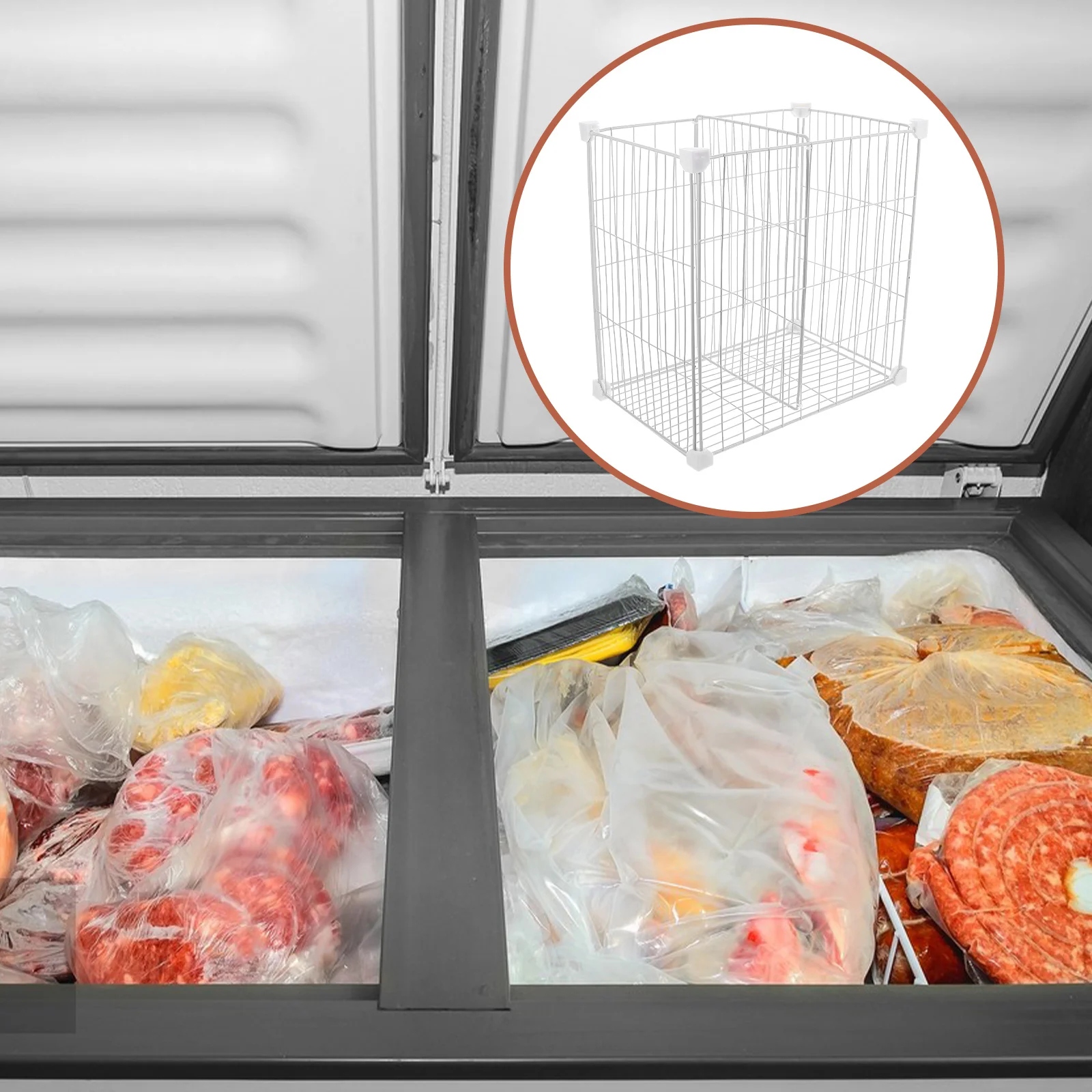 

Multifunctional Organizer Bins White Hanging Chest Deep Freezer Wire Baskets Grid Design Bottom Basket Easy Install No
