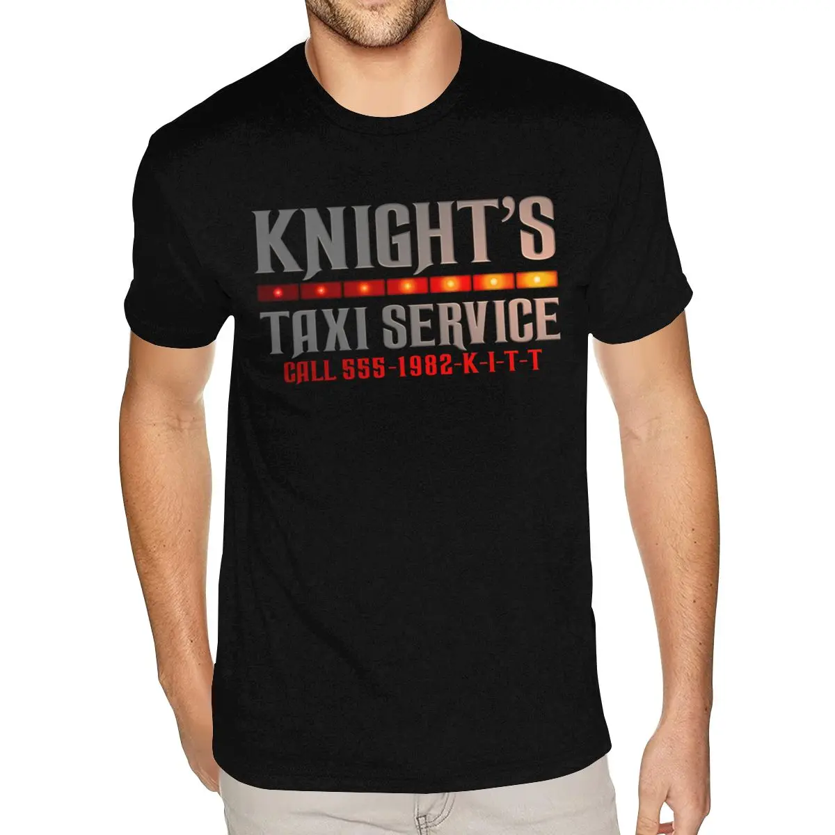 Short Sleeve Crew Neck Natural Cotton Knight Rider KITT Rittertaxi-Service Tees Print Boyfriends S T Shirts