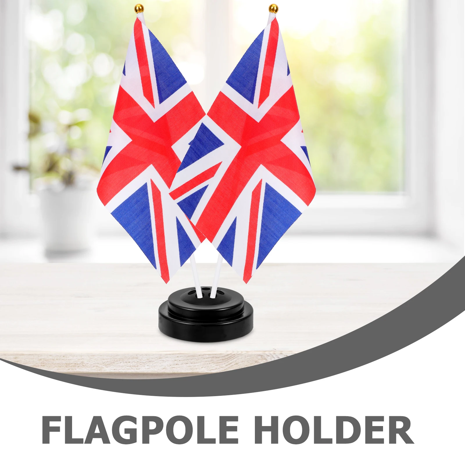 3pcs Flagpole Base Flag Holder Stand Hand Wave Flag Holder Portable Desk Flag Stand Black Plastic For Office Home Decor Bracket