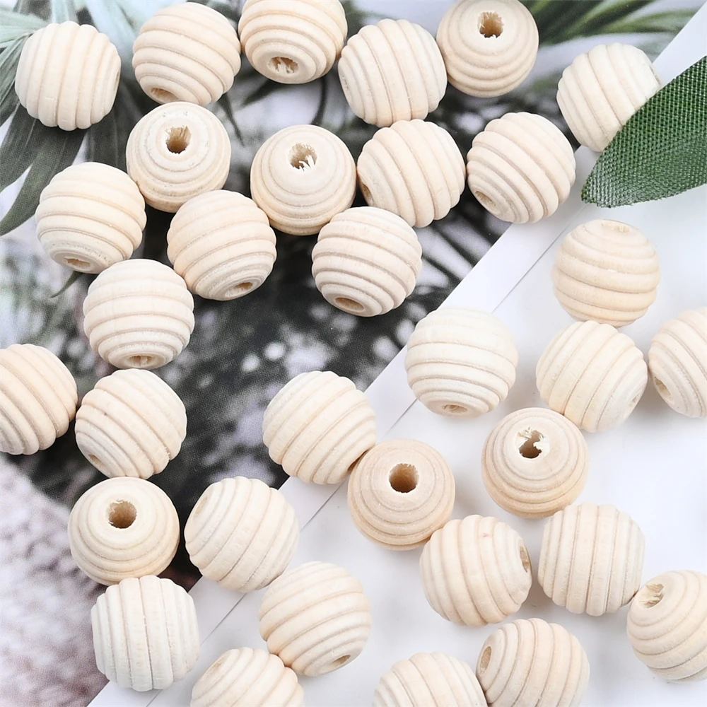 10-20mm Natural Threaded Wood Beads Round Spacer Wooden Pearl Lead-Free Balls Charms DIY For Jewelry Making Handmade Accessories