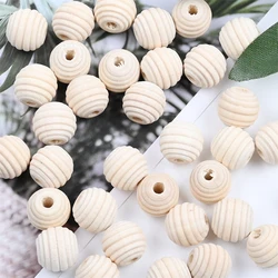 10-20mm Natural Threaded Wood Beads Round Spacer Wooden Pearl Lead-Free Balls Charms DIY For Jewelry Making Handmade Accessories