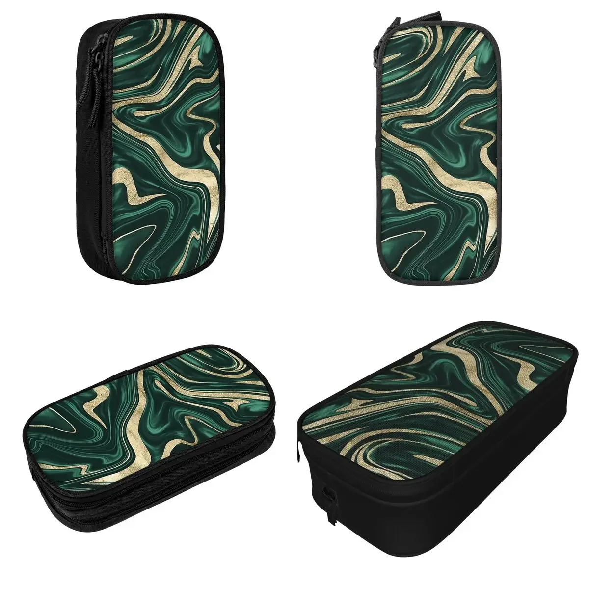 Emerald Green Black Gold Marble Pencil Cases Marbled Texture Pen Bags Student Big Capacity Students School Cosmetic Pencilcases