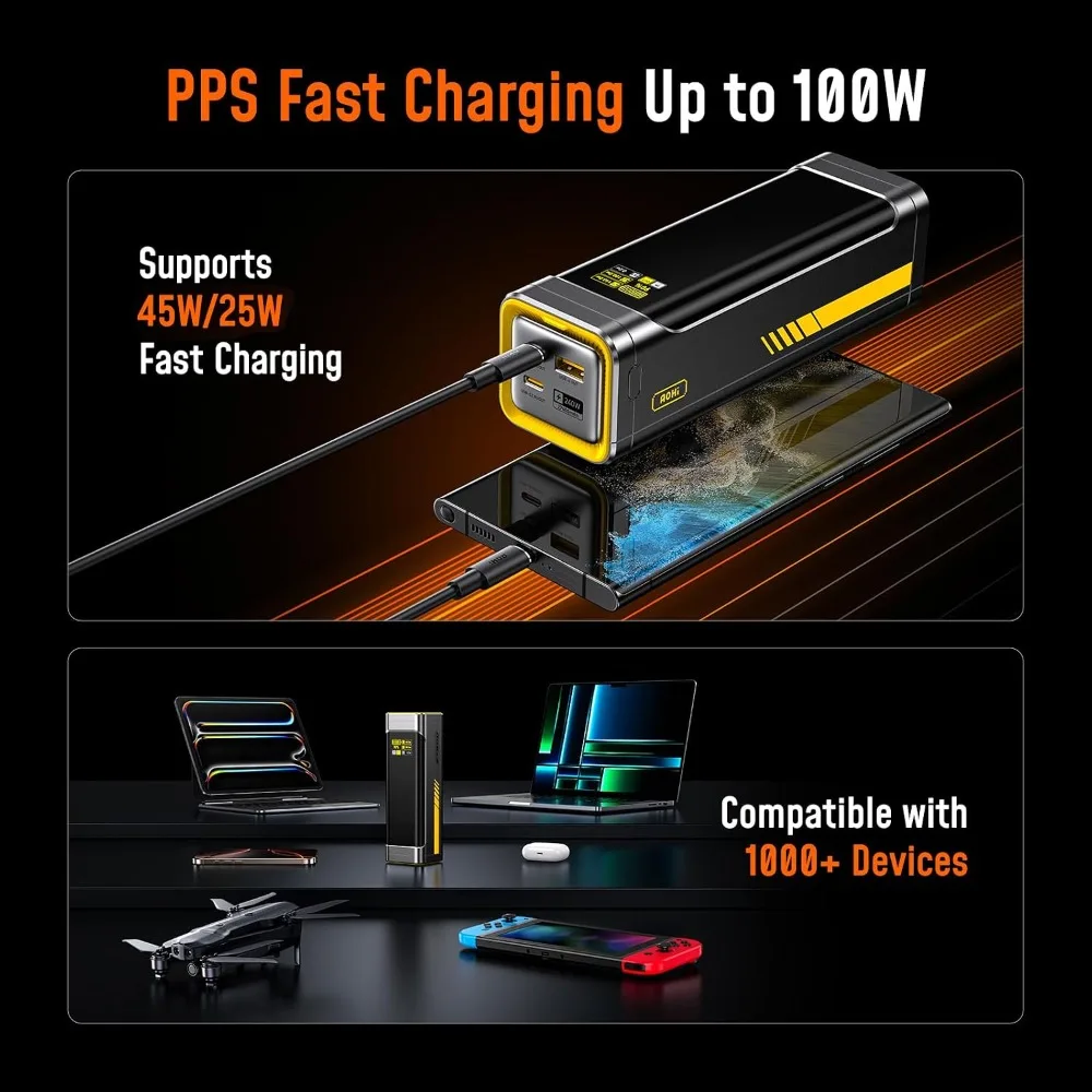 240W 27600mAh Laptop Power Bank, 140W PD 3.1 Fast Charger, Airline Compliant 99.3Wh Portable Battery Pack for MacBook, iPhone, Samsung Galaxy, Steam Deck view 5