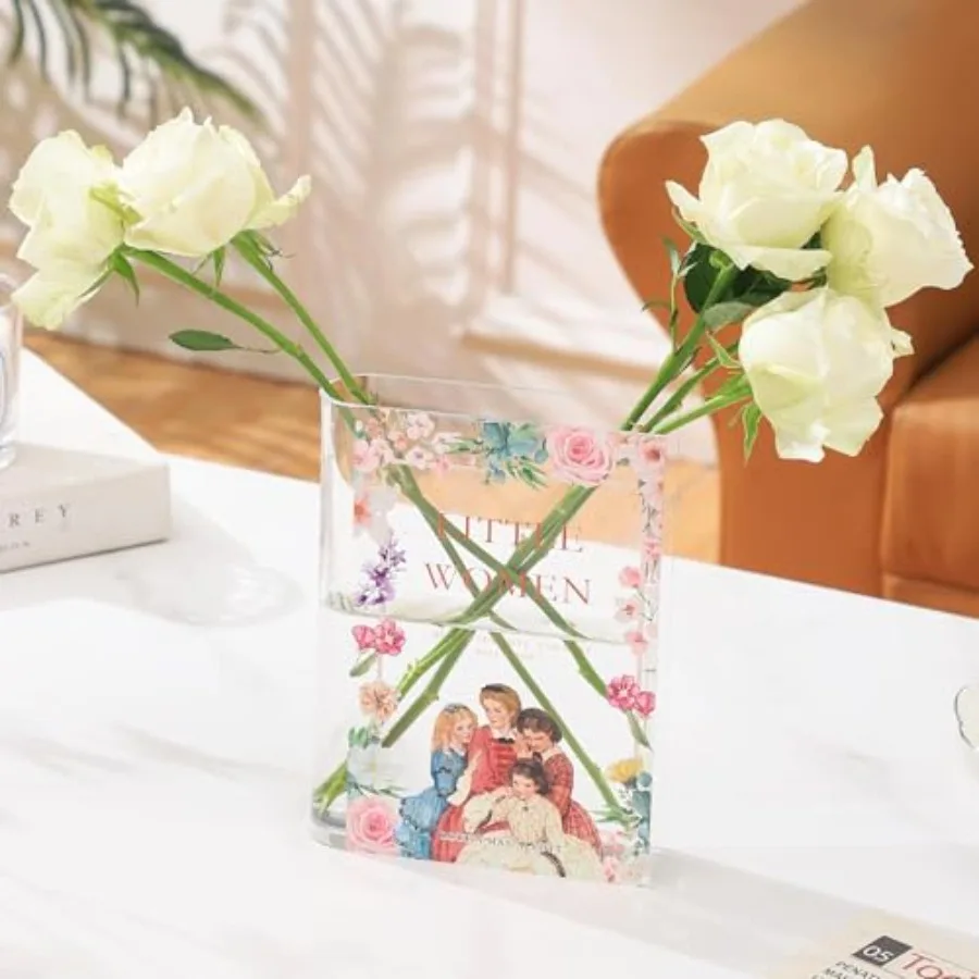 

Book Vase, Acrylic Book Vase for Flowers, Book Flower Vase, Book Shaped Vases, Clear Book Vases, Small Vase for Bedroom, Living