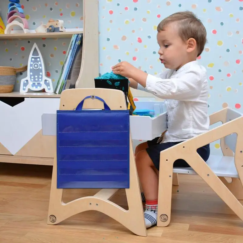 Soporte de tabla de bolsillo de mesa de doble cara para aula, tabla de bolsillo pequeña con 10 bolsillos de ranura para uso en grupos pequeños