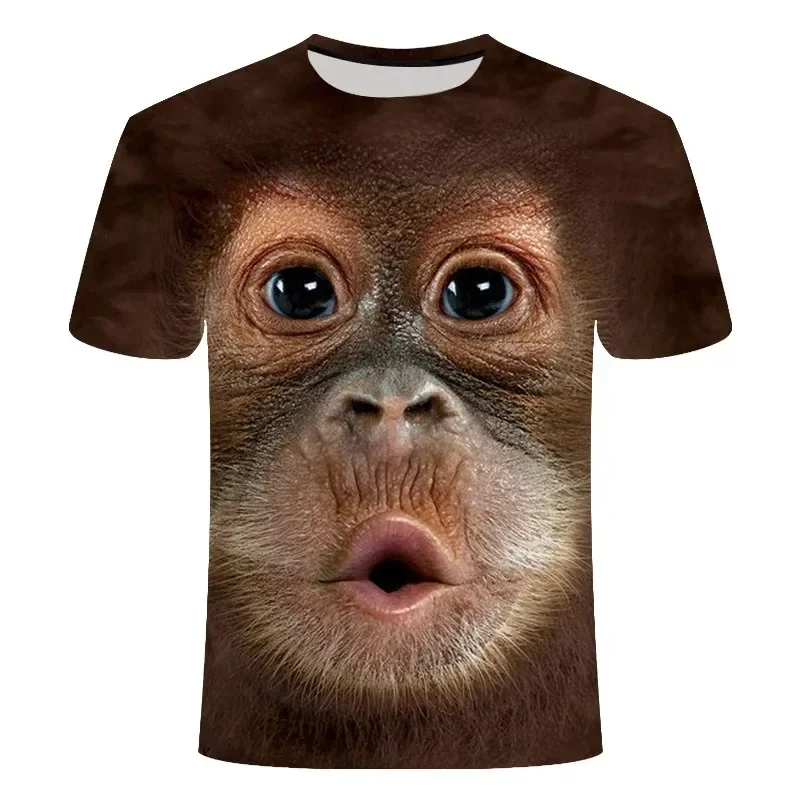 Camiseta 3D de Verão com Estampa de Animal Macaco Gorila, Camiseta Casual Engraçada de Manga Curta para Homens, Tamanho Grande