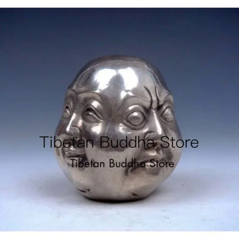 

Collection Chinese old Tibet Silver Hand-carved Four-Faced Buddha Statue 20487