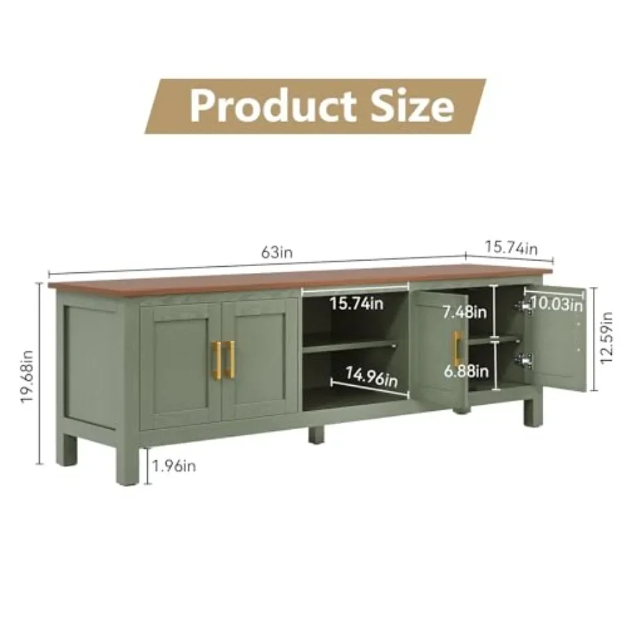 63 TV Stand, Farmhouse Entertainment Center with Storage, Wood, White, Rustic Charm and Ample Shelving Space