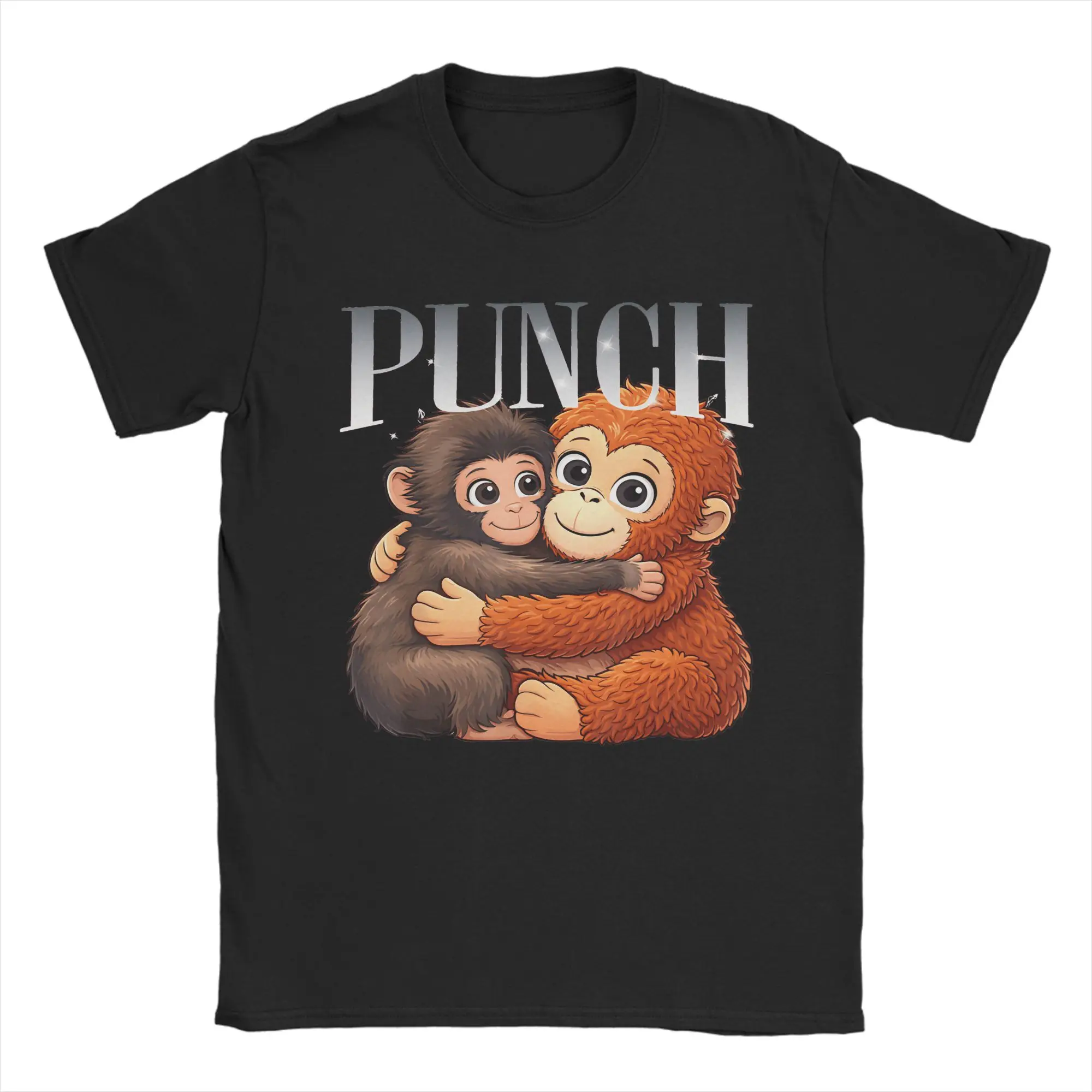 Novelty Punch Monkey T-Shirt Men Round Collar Cotton T Shirts  Short Sleeve Tees Printed Clothing
