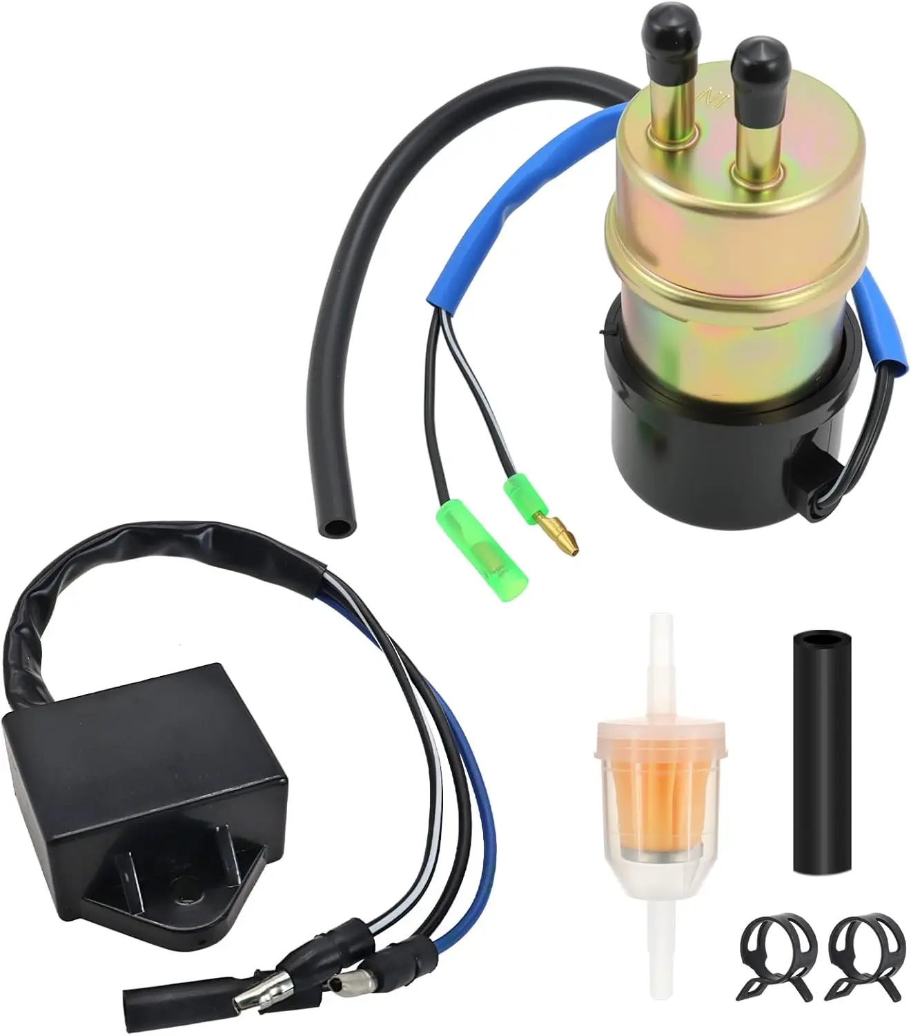 

New 12V Electric Fuel Pump 49040‑1055 for Kawasaki Mule KAF620 3000 3010 3020 2520 2500 2510 1000 (8mm)+27034‑1053 Cut Off Relay