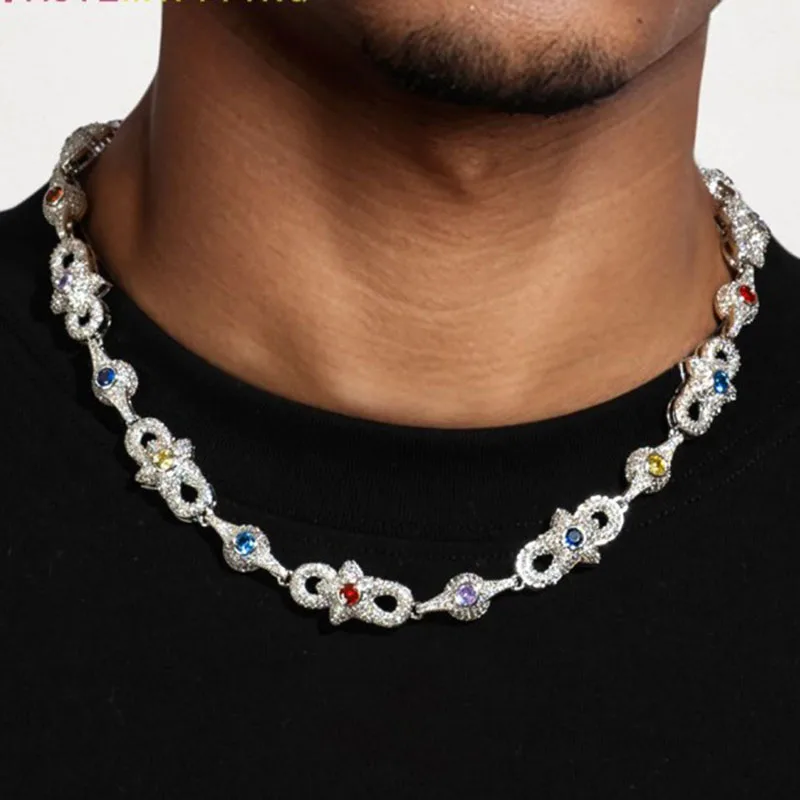 Hip Hop Bling Iced Out Infinite Eyes And Stars Chain Necklace Silver Color  CZ Stone Chokers Necklaces for Men  Jewelry