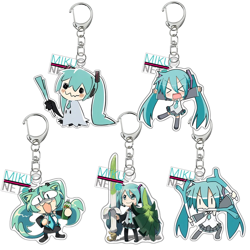 Anime Figure Hatsune Miku Acrylic Key Chain Cartoon Cute Bag Pendant Decoration Key Ring Accessories Girl Gift