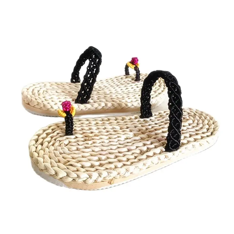 2023 New Lovely Lady Set Thumb Sandals Cornhusk Hand-Woven Fashion Creative Home Straw Sandals Natural Environmental Protection