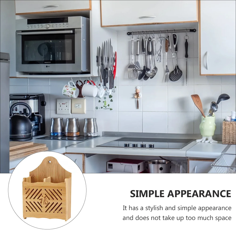 

Wall Hanging Chopsticks Holder Bamboo Kitchen Rack Organizer Countertop Storage Practical Multi Functional