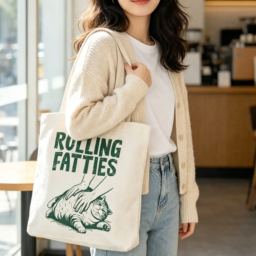 1-Piece Cat-Themed Tote Bag - Humorous Style, Suitable for Office and Commuting, Reusable Shoulder Bag with Cat Design, Ideal for Shopping and Everyday Use, Spacious Space to Accommodate Books, Lunch, Groceries, Stylish Handbag
