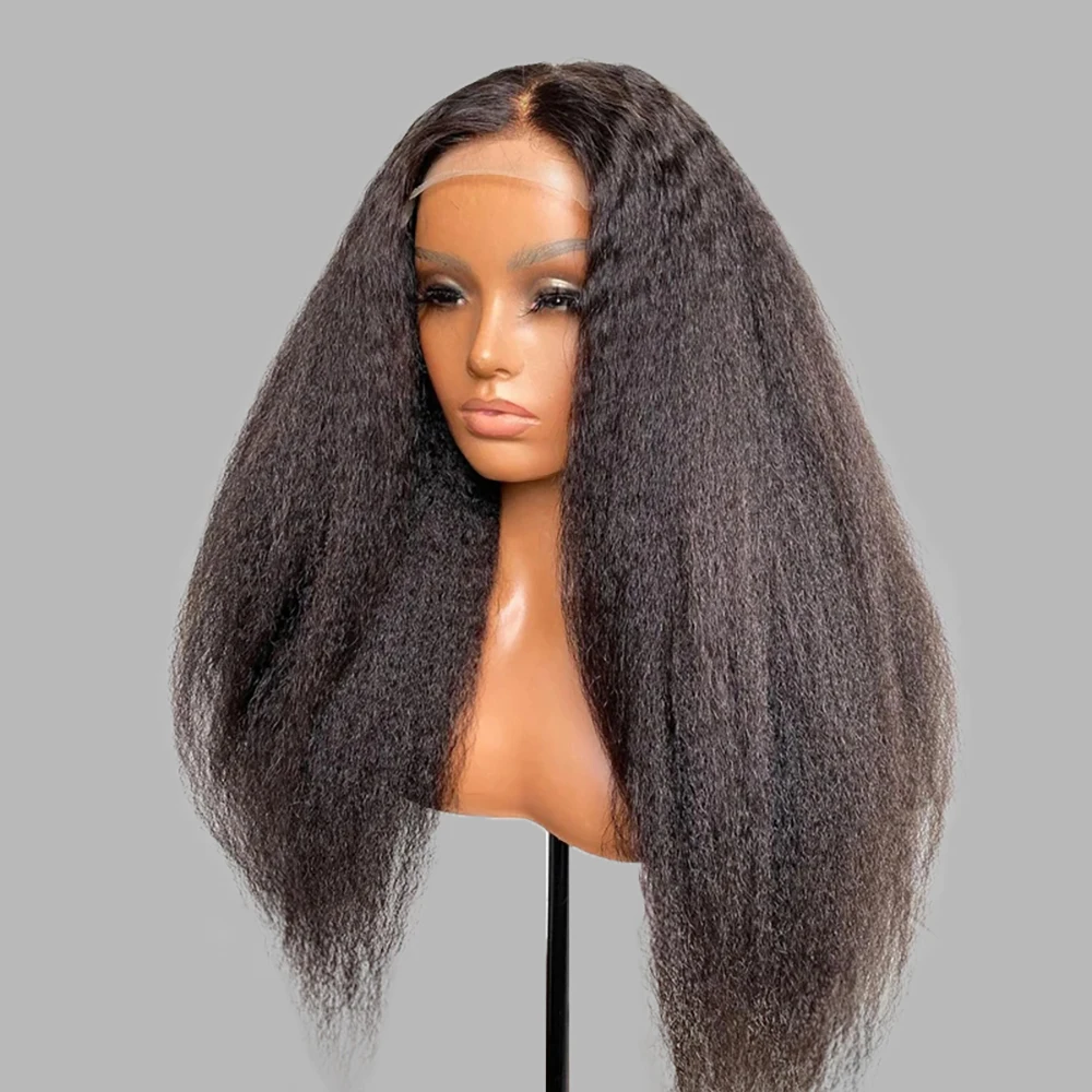 

Yaki Straight Lace Front Wig Kinky Straight 13x6 Lace Front Wigs Human Hair Hair Brazilian Virgin Human Hair Wig 300% Density
