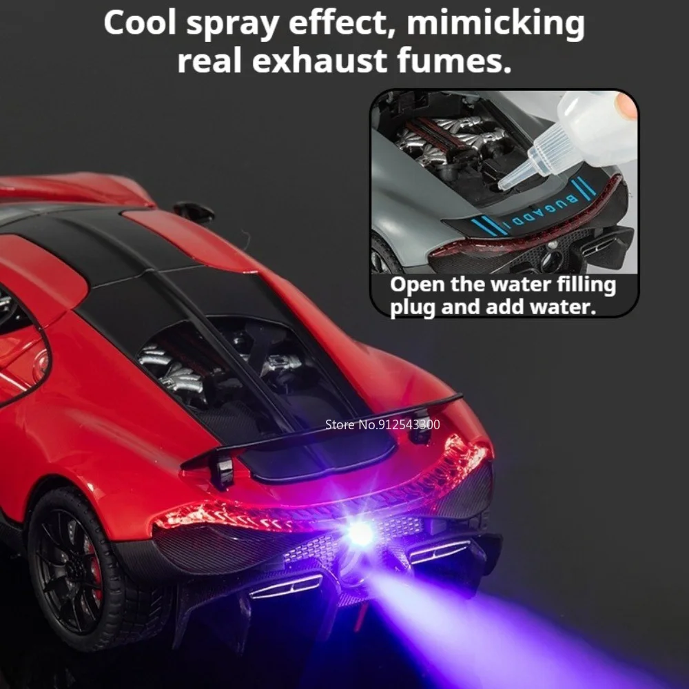 1:24 스케일 투르비용 볼리드 자동차 모형 장난감 사운드 라이트 풀백 도어 오픈 스포츠카 미니어처 모델 컬렉션 선물