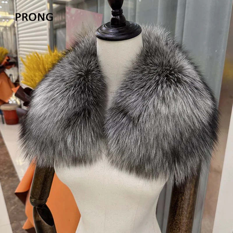 Women Real Fox Fur Collar Scarf Furry Fur Collar for Winter Coat Hood Fur Decor Plush Fur Scarves Parkas Jacket Fur Collars